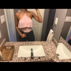 BABY PINK HALTER BODY SUIT